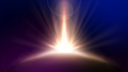 Abstract Futuristic Glowing Gold Rays Rising on Dark Background, Vector Illustration