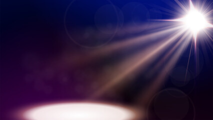 Abstract Futuristic Glowing Gold Spotlight on Dark Background, Vector Illustration