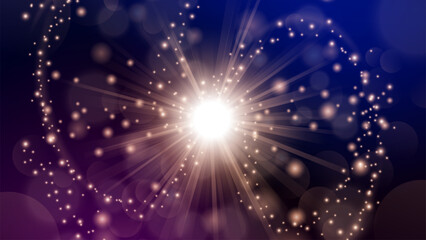 Abstract Futuristic Glowing Gold Lights with Sparks on Dark Background, Vector Illustration