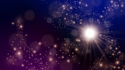 Abstract Futuristic Glowing Gold Lights with Sparks on Dark Background, Vector Illustration