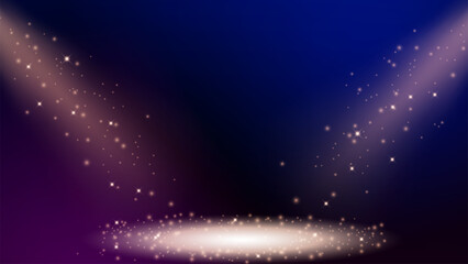 Abstract Futuristic Glowing Gold Spotlight on Dark Background, Vector Illustration
