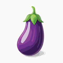 Cartoon Illustration of a Fresh, Purple Eggplant