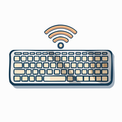 Cartoon Wireless Keyboard with Wi-Fi Symbol Illustration