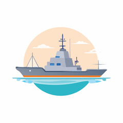 Vector Illustration of a Modern Military Warship