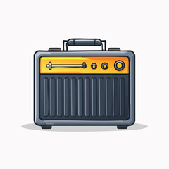 Cartoon Illustration of a Vintage Guitar Amplifier