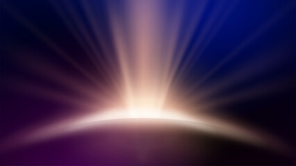 Abstract Futuristic Glowing Gold Rays Rising on Dark Background, Vector Illustration