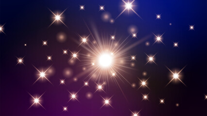 Abstract Futuristic Glowing Gold Lights on Dark Background, Vector Illustration