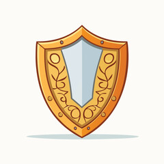 Decorative Golden Shield with Floral Embellishments and Rivets