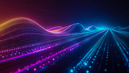 Futuristic Neon Data Waves – Abstract Digital Network Flow