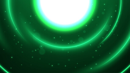 Futuristic Circle Glowing Light Effect with Sparks on Dark Background. Emerald Technology Futuristic Neon Hi Tech Communication, Vector Illustration