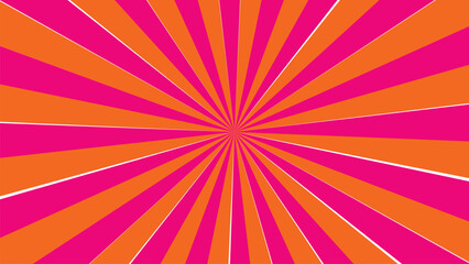 Pink and orange sunburst pattern isolated on white background