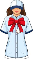 Woman in baseball uniform