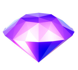Purple diamond , gem stone purple on png transparent background.