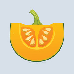 Cartoon Illustration of a Pumpkin Slice with Seeds