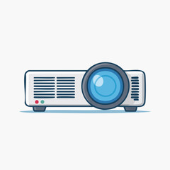 Cartoon Illustration of a White Projector with Lens