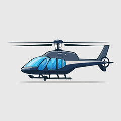 Sleek Blue and Black Helicopter Illustration on Light Background