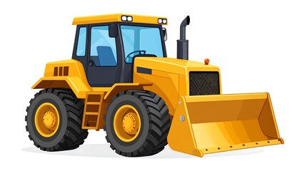 Yellow tractor, front view