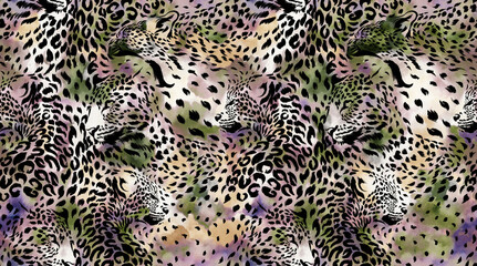 Seamless painting leopard pattern. Abstract dots pattern
