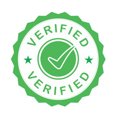Verified green badge on white | Green verfied icon vector illustration of a quality check mark isolated on white background | Green verfied seal on white