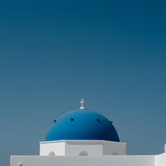 Minimalist Santorini Blue Dome Church Architecture Greece