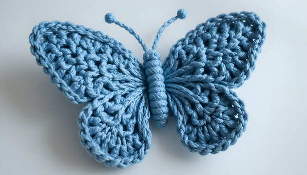 Handmade crochet butterfly a textured textile art piece perfect for spring decor or a craft project