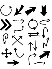 Set of Hand Drawn Black Arrow Doodles