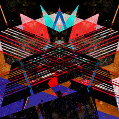 Abstract geometric watercolor retro background with bright objects