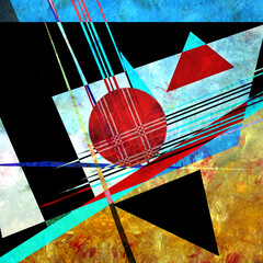 Abstract geometric watercolor retro background with bright objects