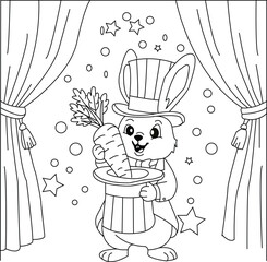 Cute Rabbit Coloring Page for Kids and Adults | Printable Bunny Line Art