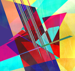 Abstract geometric watercolor retro background with bright objects