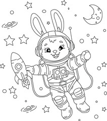 Cute Rabbit Coloring Page for Kids and Adults | Printable Bunny Line Art