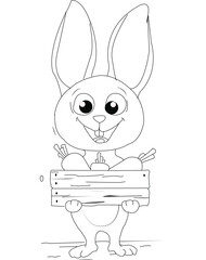 Cute Rabbit Coloring Page for Kids and Adults | Printable Bunny Line Art