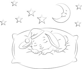 Cute Rabbit Coloring Page for Kids and Adults | Printable Bunny Line Art