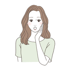 驚く表情をした女性のイラスト