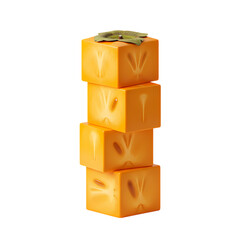 Obraz premium Modern stacked persimmon cubes artfully arranged, offering a fresh perspective on healthy eating and vibrant culinary design with a creative edge and playful mood