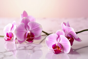 Orchid Elegance: Pink Phalaenopsis Flowers on Marble