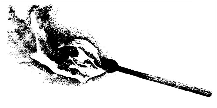 Black and white halftone illustration of a burning match - vintage grunge art concept