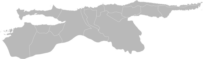 Sucre, Venezuela  – administrative vector map with municipality boundaries (Web Mercator projection, PPT-compatible & fully editable)