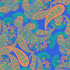 Vector textile print. Seamless Design for covers, fabrics, textiles, wrapping paper. Vector pattern Paisley Indian motifs and decorative floral elements