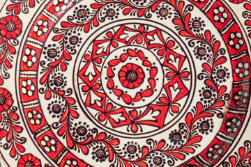 close up of  ornamental ceramic plate background