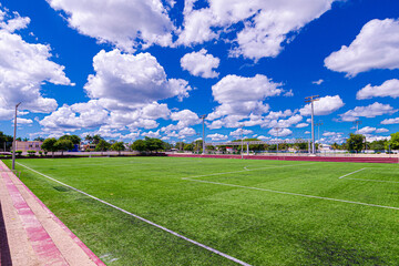 Professional Soccer Field in Playa del Carmen, Mexico on a Sunny Day