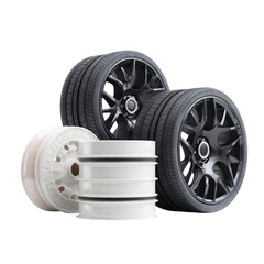 Car wheel and tire isolated on transparent background 