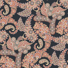 Damask paisley seamless vector pattern. Floral vintage background