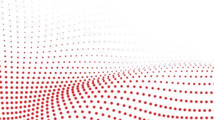 Vibrant Red Futuristic Dotted Wave Background Dynamic Halftone Pattern Creating a Flowing Perspective for Modern Digital Technology, Data, and Corporate Presentation Design