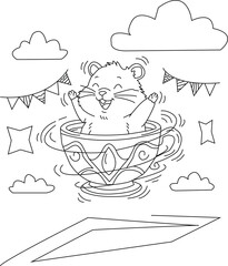 Cute Hamster Coloring Page for Kids and Adults | Printable Pet Line Art