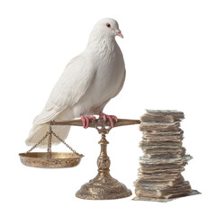 Dove on seagull isolated on transparent background