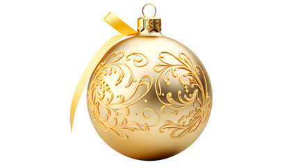 Golden Christmas Ornament, isolated on transparent background