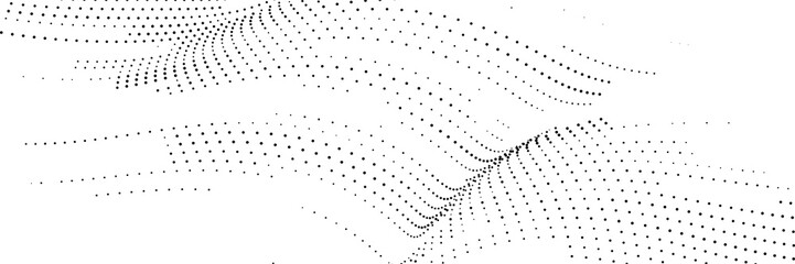 Naklejka premium Abstract Dotted Sine Wave Pattern Subtle Black and White Flowing Curves Creating a Layered Digital Signal and Data Stream on White Background