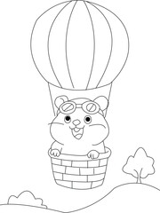 Cute Hamster Coloring Page for Kids and Adults | Printable Pet Line Art