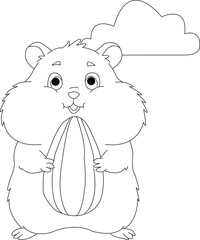 Cute Hamster Coloring Page for Kids and Adults | Printable Pet Line Art